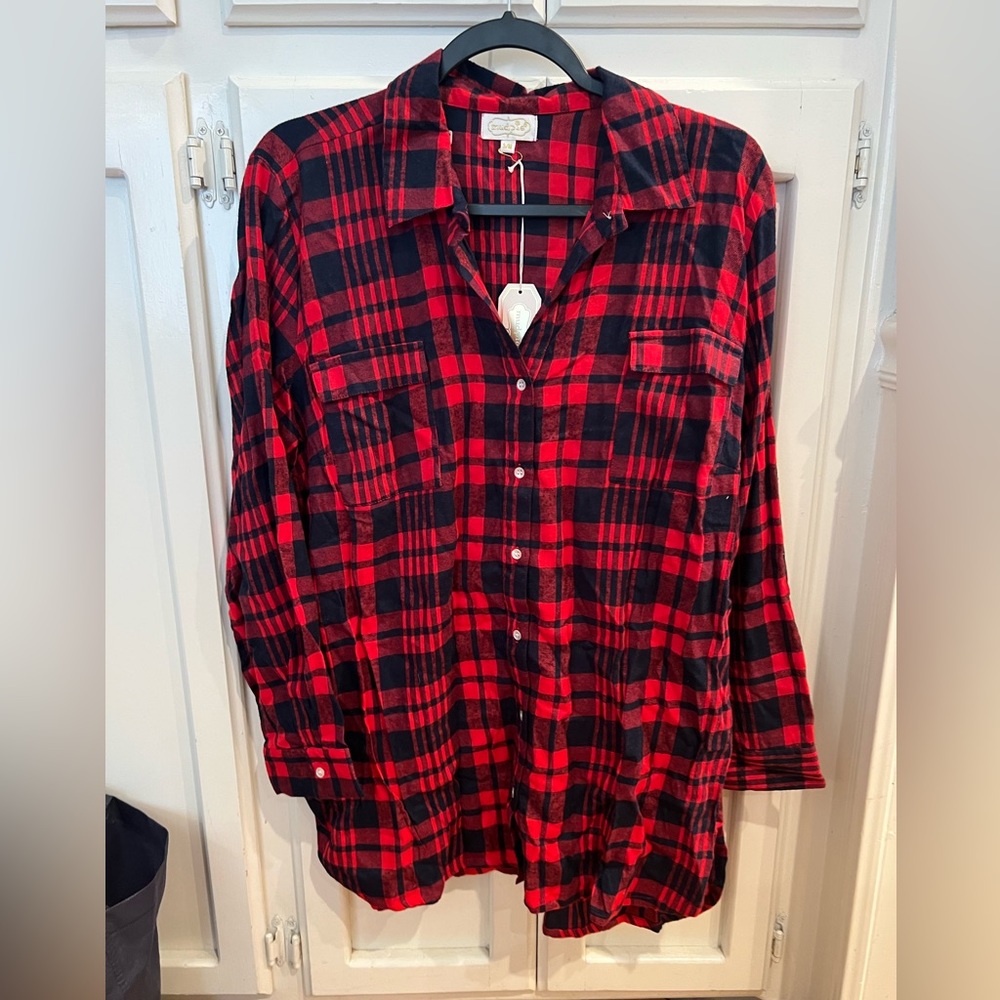 Mud Pie - Baelyn Red Flannel Shirt - Size S/M